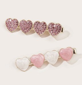 Hair clip MABEL rose strass (par)
