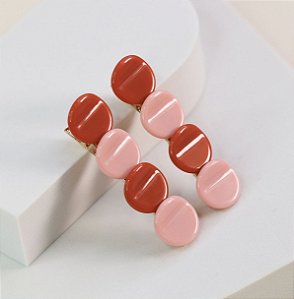 Hair clip MARIA 4 bolas ( rose e telha ) (par)