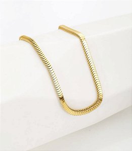 Choker TICI fita escama folheada a ouro