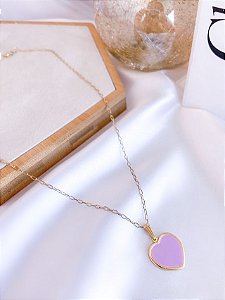 Colar HELENA folheado coração color candy lilas