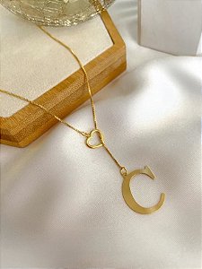 Lariat LETRA C folheada a ouro