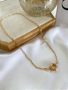 Colar Mia cartier de elo largo com fecho boia banhada dourado