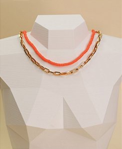 Choker ZOE dupla corrente inspiração cartier + neon
