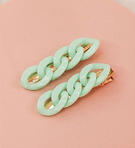 Hair clip ESTER corrente verde agua (par)