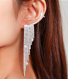 Brinco LETICIA prata party strass