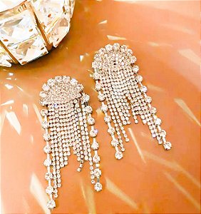 Brinco BEYONCE party franjas strass premium