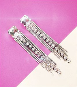 Brinco MADONA pedra premium franjas strass