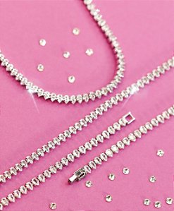 Choker ERIKA riviera folheada a prata com zirconia premium