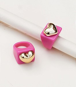 ANEL chunky SOFIA max coração pink