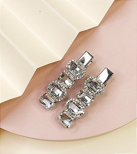 Hair clip KALINE pedra premium cristal com strass (par)