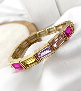 Bracelete RENATA pedraria colors folheada a ouro