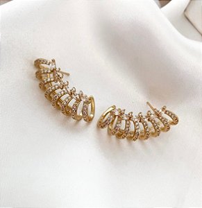 Brinco RUTE semijoia ear cuff  cravejado com zirconia ( banhada em ouro )