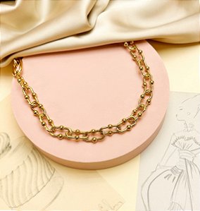 Colar MEL corrente com bolinha com verniz italiano