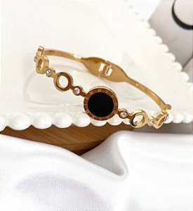 Bracelete IZA inspiração black a folheada a ouro
