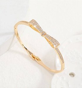 Bracelete ANDRESSA laço com zirconia  folheada a ouro