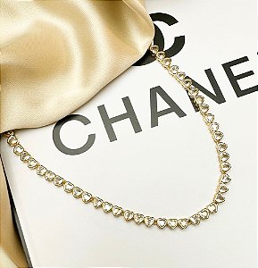 Colar TAYLOR riviera coração cristal folheada a ouro com zirconia premium