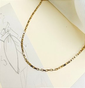 Choker HELOISA corrente mini cartier quadrada Folheada A Ouro