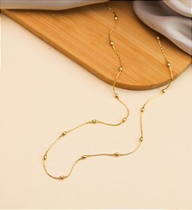 Colar TUANE longuinho com gotas folheada a ouro
