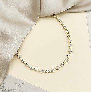 Colar RIHANA riviera quarteto de micro zircônias premium folheada a dourado