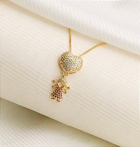 Colar GIRL cravejado com zircônia e banhada a ouro 18K
