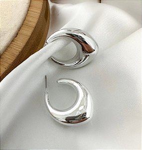 Argola EDILENE bijoux tubo gota prata