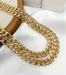 Choker JANA corrente dupla elo gloumet M Folheada a ouro