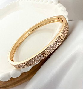 Bracelete INARA cartier cravejado com zirconia folheada a ouro