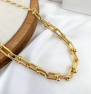 Choker LEONA corrente nos premium elo cartier Folheada A Ouro