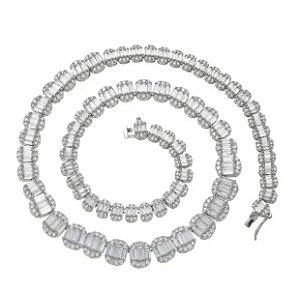 Colar ARETHA riviera retangulos com navete folheada a prata com zirconia premium