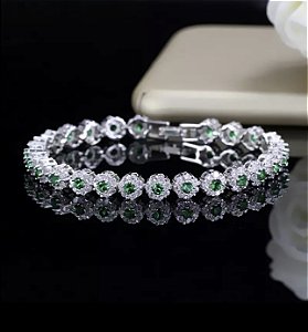 Pulseira ROSE cristal e verde de micro zircônia premium
