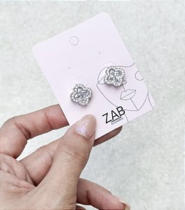 Brinco VAN trevo cravejado de zirconia CRISTAL