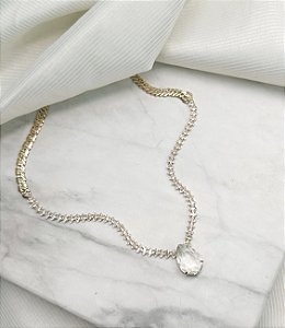 Colar LIZZIE gota cravejada com zirconia folheada a ouro