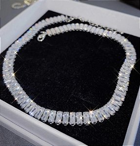Choker HOLLY navete premium cristal folheada a prata