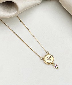Colar JANICE espirito santo cravejada com zirconia folheada a ouro