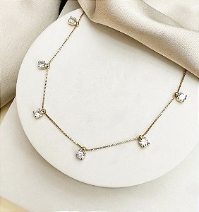 Choker LEA pontos em zirconia folheada a ouro