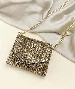 Bag BARBARA micro duplo strass premium dourada