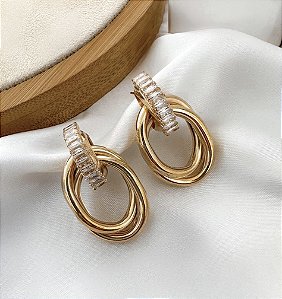 Brinco MIRNA elos com zirconia folheada a ouro