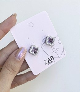 Brinco VAN trevo cravejado de zirconia LILAS