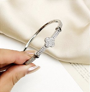 Bracelete BAHAMAS trevo com zirconia folheada a prata