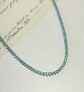 Colar DUA LIPA riviera 3 micro pontas folheada a prata com zirconia premium VERDE AGUA