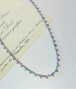 Colar JENIFER riviera trio de micro zircônias premium COLORs folheada a ouro