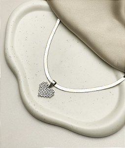 Choker YUNA colar fita com pingente de coração
