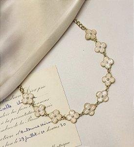Choker VENUS flor esmaltada BEGE esfolhada a ouro