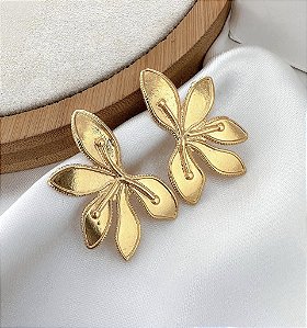 Brinco JACIRA meu flor folheada a ouro