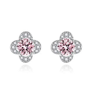 Brinco LONDRES trevo cravejado com micro zirconia ROSA