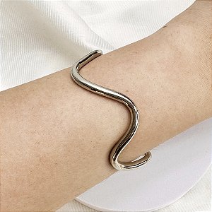 Bracelete aro RAIANE waves Folheada A prata