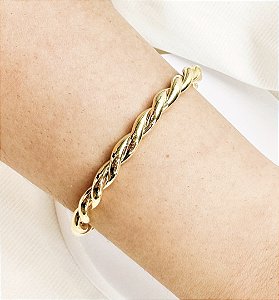 Bracelete JADE torcida folheada a ouro
