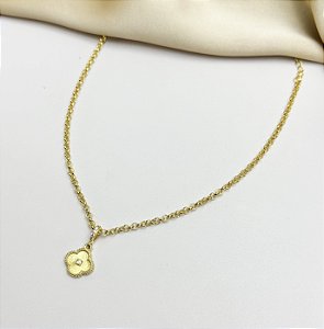 Colar NICE trevo texturizado folheada a ouro