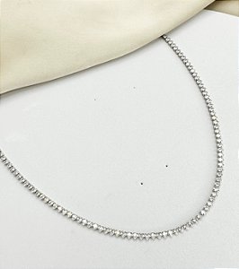 Choker ARGEL com zirconia com ponta premium 2MM folheada a prata
