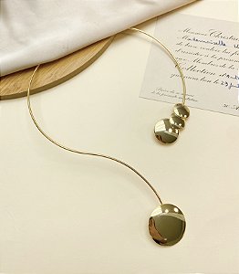Choker aro NANCY organica esferas Folheada A Ouro